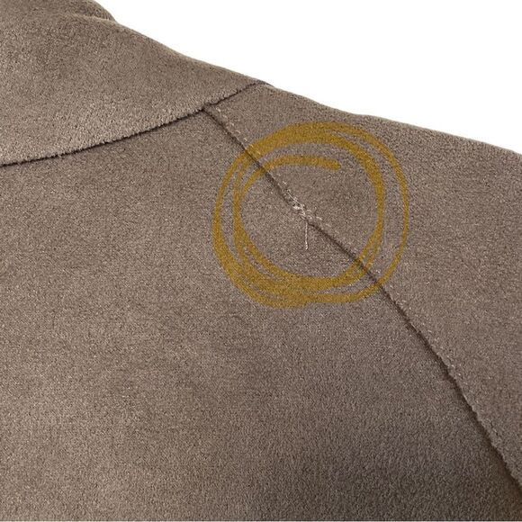 Blank NYC Taupe Faux Leather Suede Open Waterfall Drape Two Way Jacket Sz XS - Picture 13 of 16